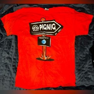 PIQNIQ Q101 Q877 101WKQX Festival T Tee Shirt Large Rare Music Orange Backstage